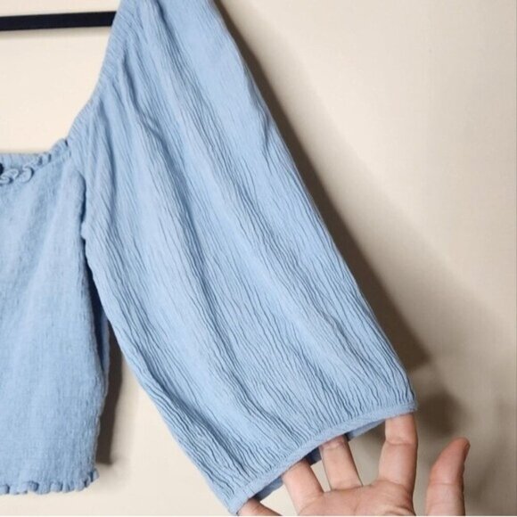 1. STATE blue puffy sleeve crop top size S - Picture 3 of 5